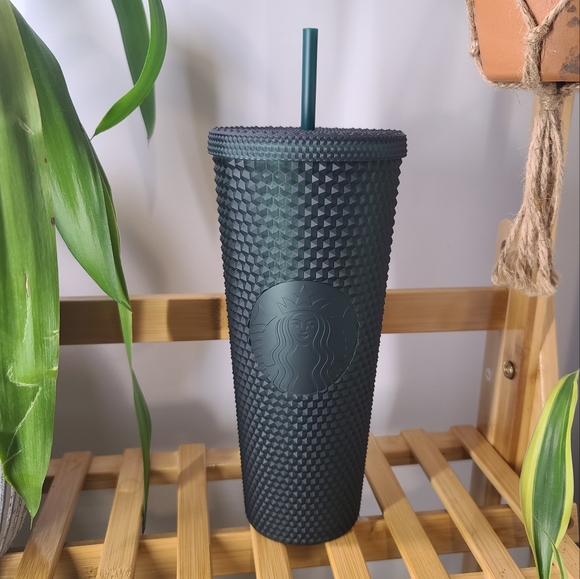 NEW 2022 Starbucks matte dark green studded tumbler 24 oz - Picture 3 of 6